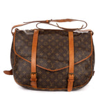 Shoulder Bag Double Strap Saumur Brown Monogram Canvas