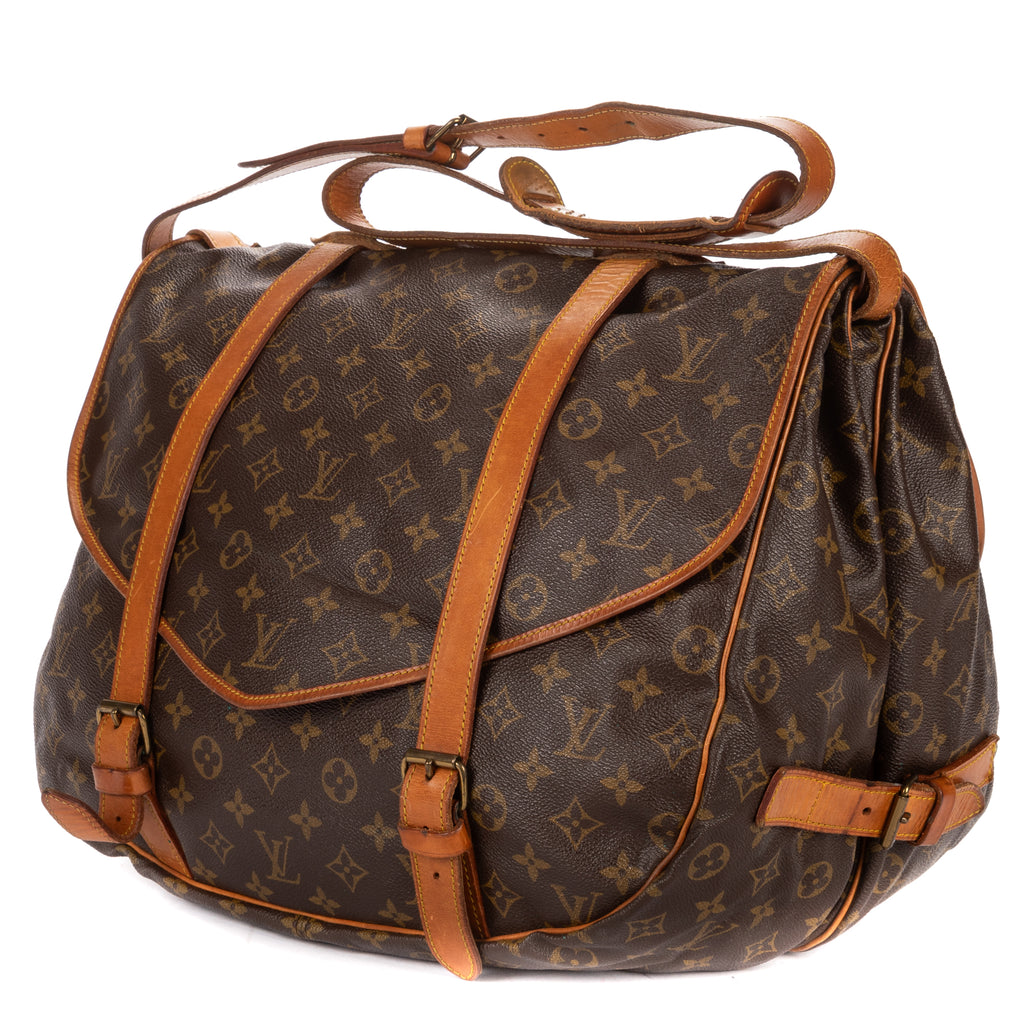 Shoulder Bag Double Strap Saumur Brown Monogram Canvas