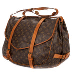 Shoulder Bag Double Strap Saumur Brown Monogram Canvas