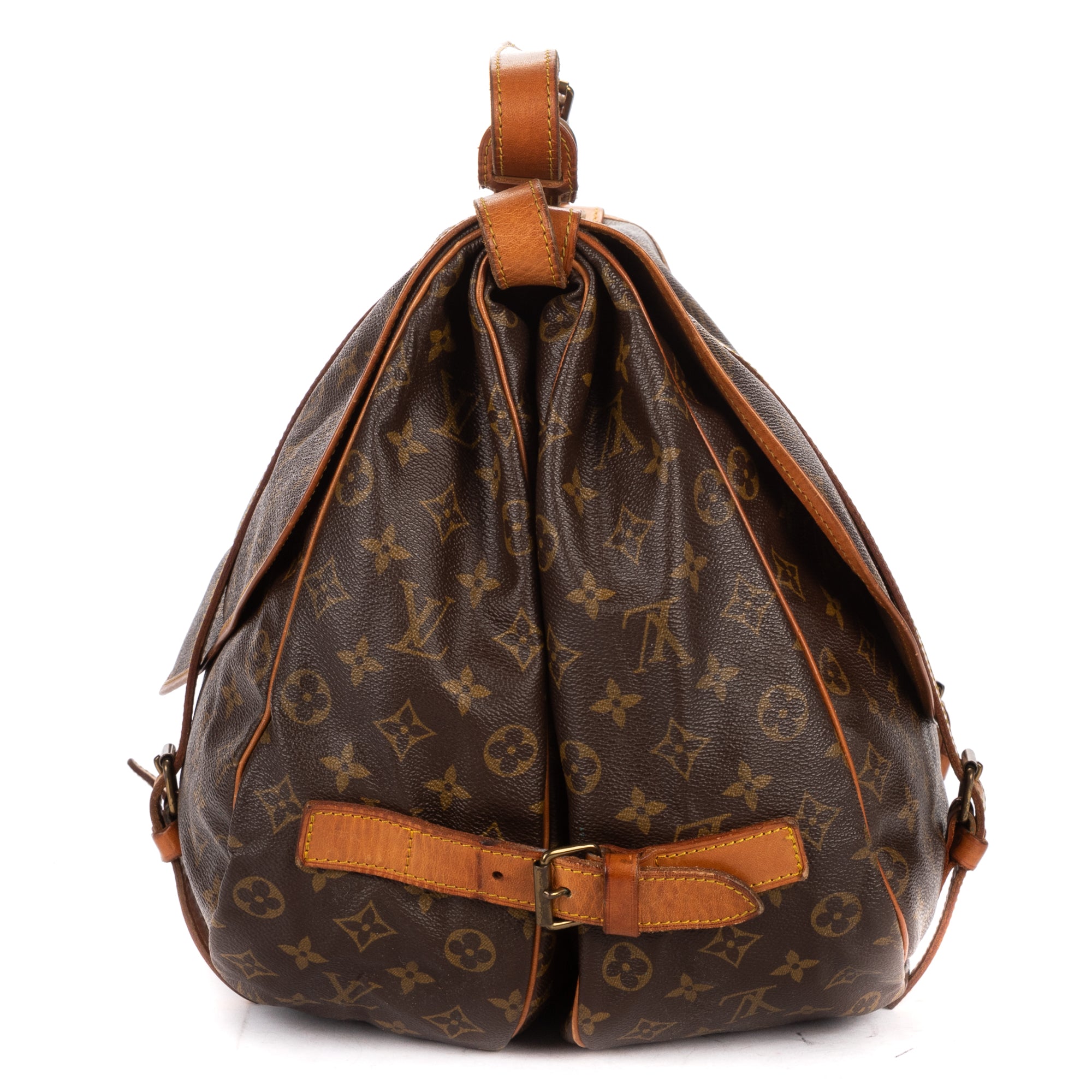 Shoulder Bag Double Strap Saumur Brown Monogram Canvas