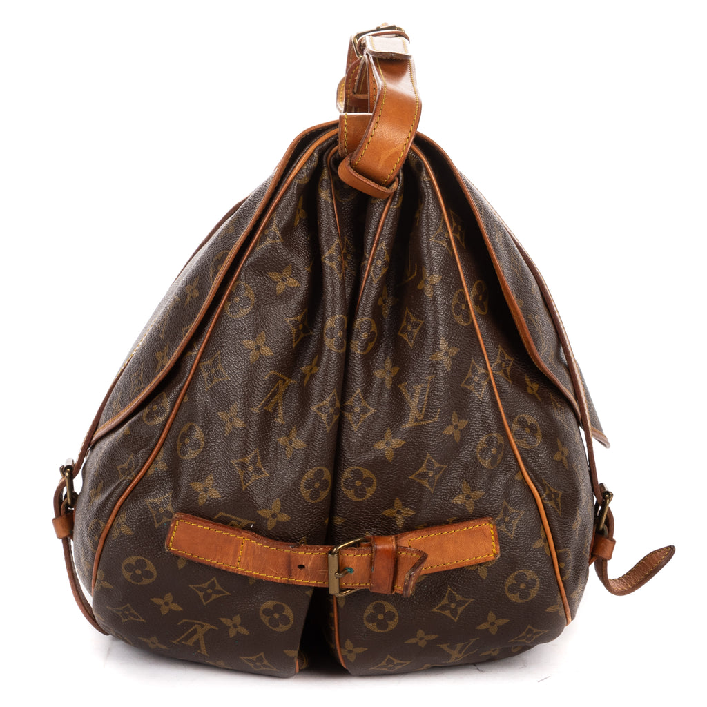 Shoulder Bag Double Strap Saumur Brown Monogram Canvas