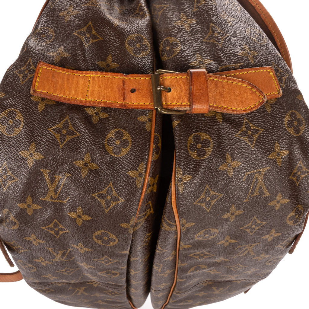 Shoulder Bag Double Strap Saumur Brown Monogram Canvas