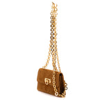 Shoulder Bag Mini Gancini Mini Light Brown Suede Leather