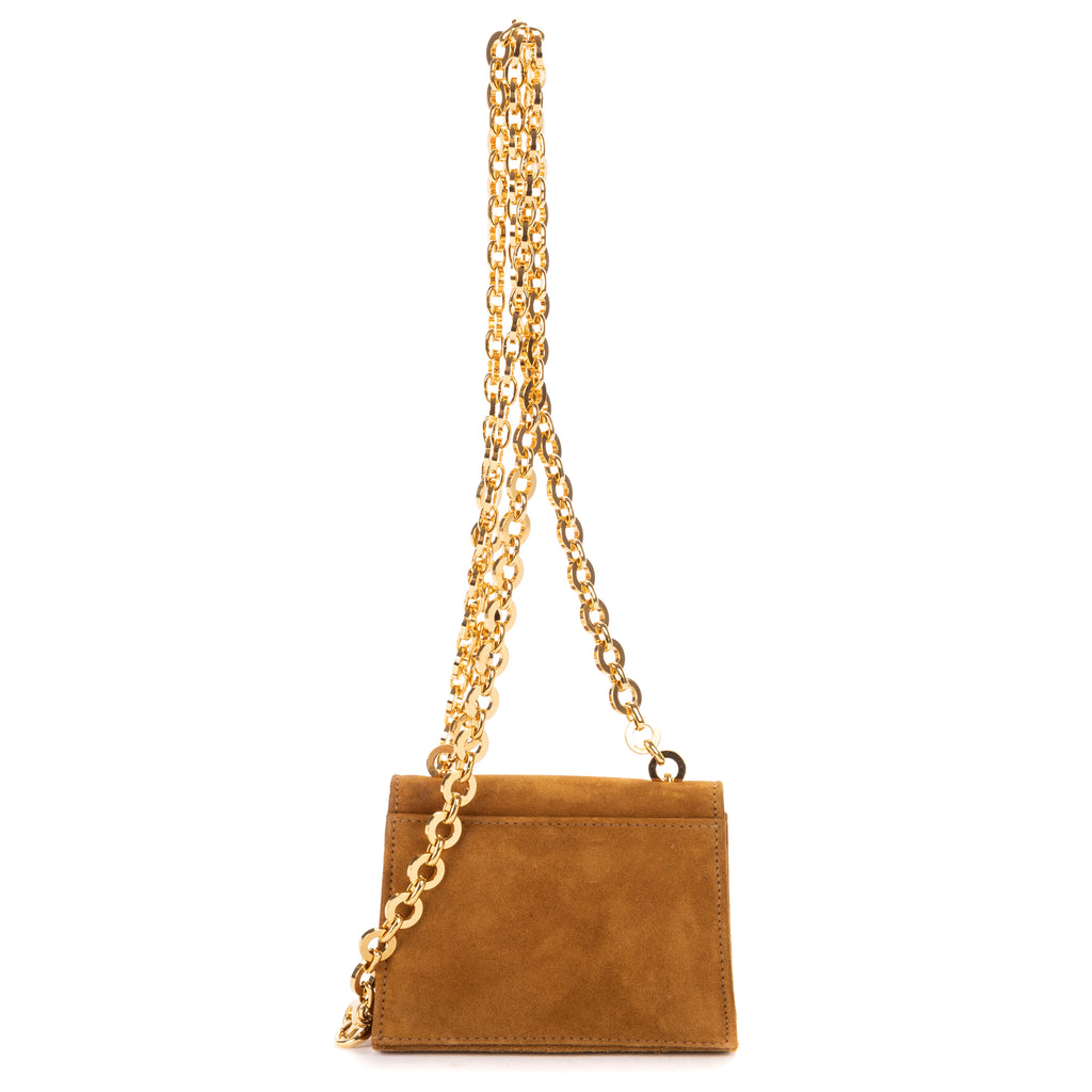 Shoulder Bag Mini Gancini Mini Light Brown Suede Leather
