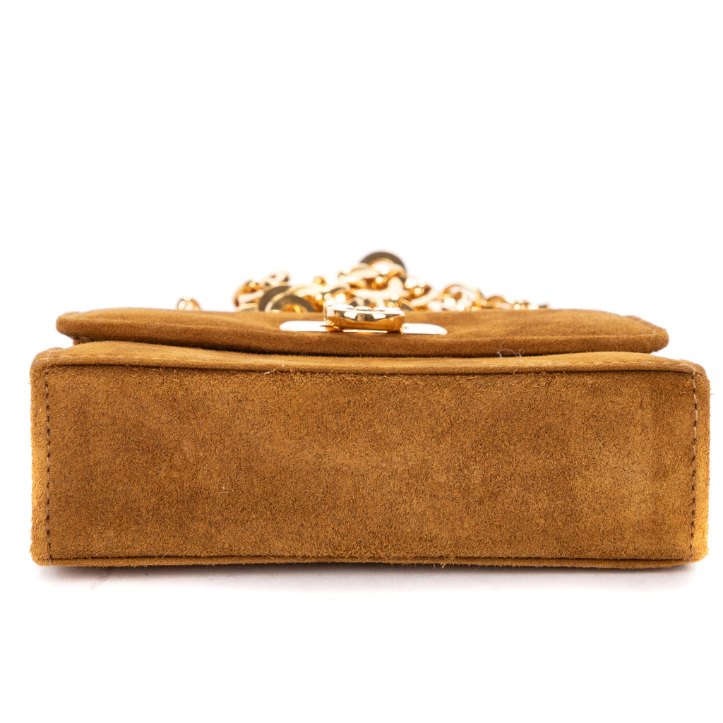 Shoulder Bag Mini Gancini Mini Light Brown Suede Leather