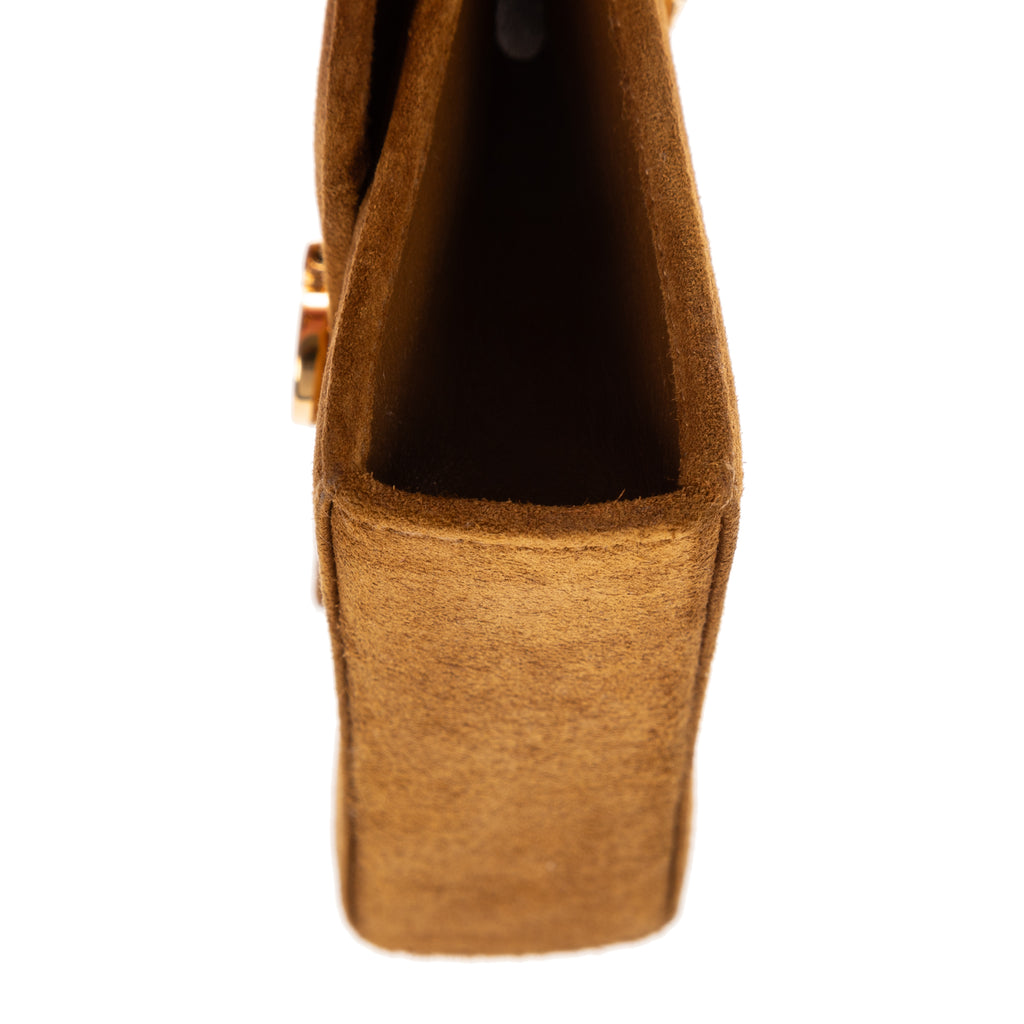 Shoulder Bag Mini Gancini Mini Light Brown Suede Leather