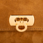 Shoulder Bag Mini Gancini Mini Light Brown Suede Leather