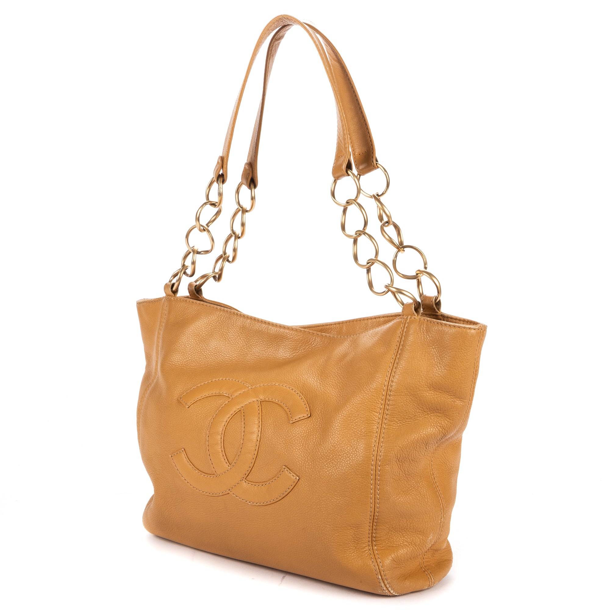Shoulder Bag CC Shopping Tote Light Brown Textured Leather
