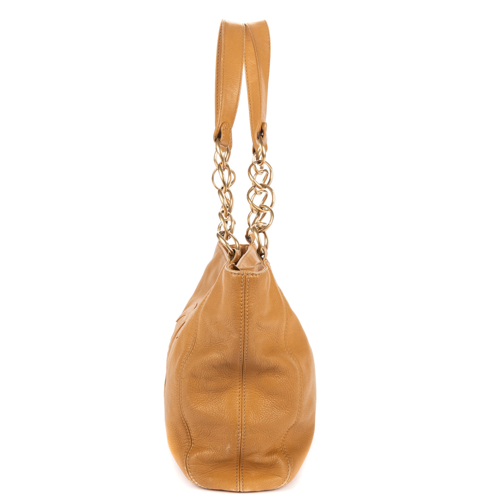 Shoulder Bag CC Shopping Tote Light Brown Textured Leather