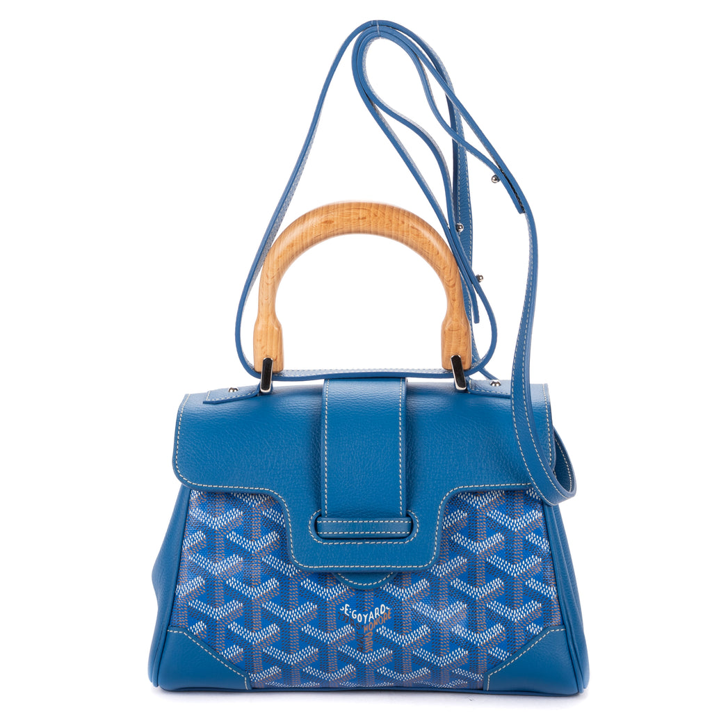 Shoulder Bag Saigon Mini Blue Calfskin Leather/Goyardine Canvas