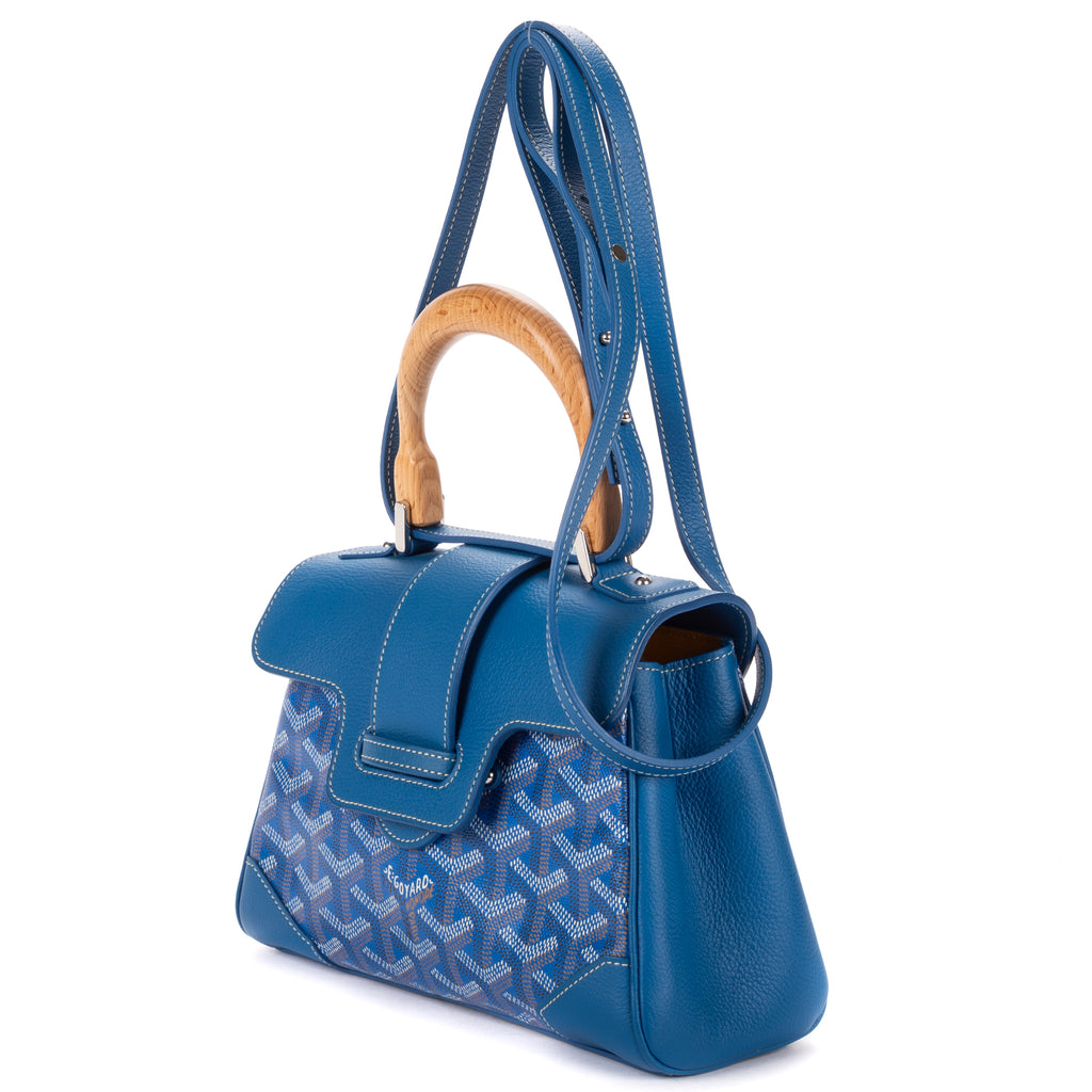 Shoulder Bag Saigon Mini Blue Calfskin Leather/Goyardine Canvas