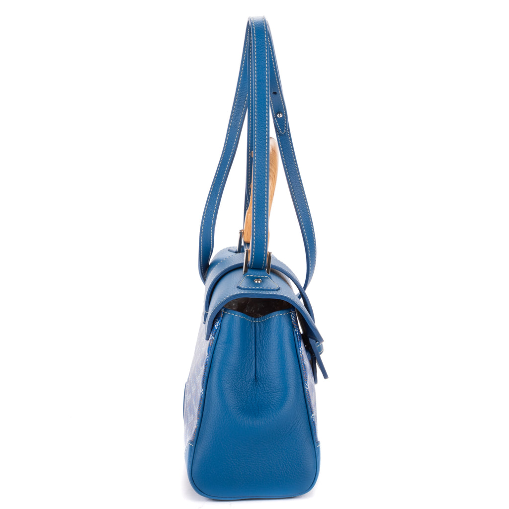 Shoulder Bag Saigon Mini Blue Calfskin Leather/Goyardine Canvas