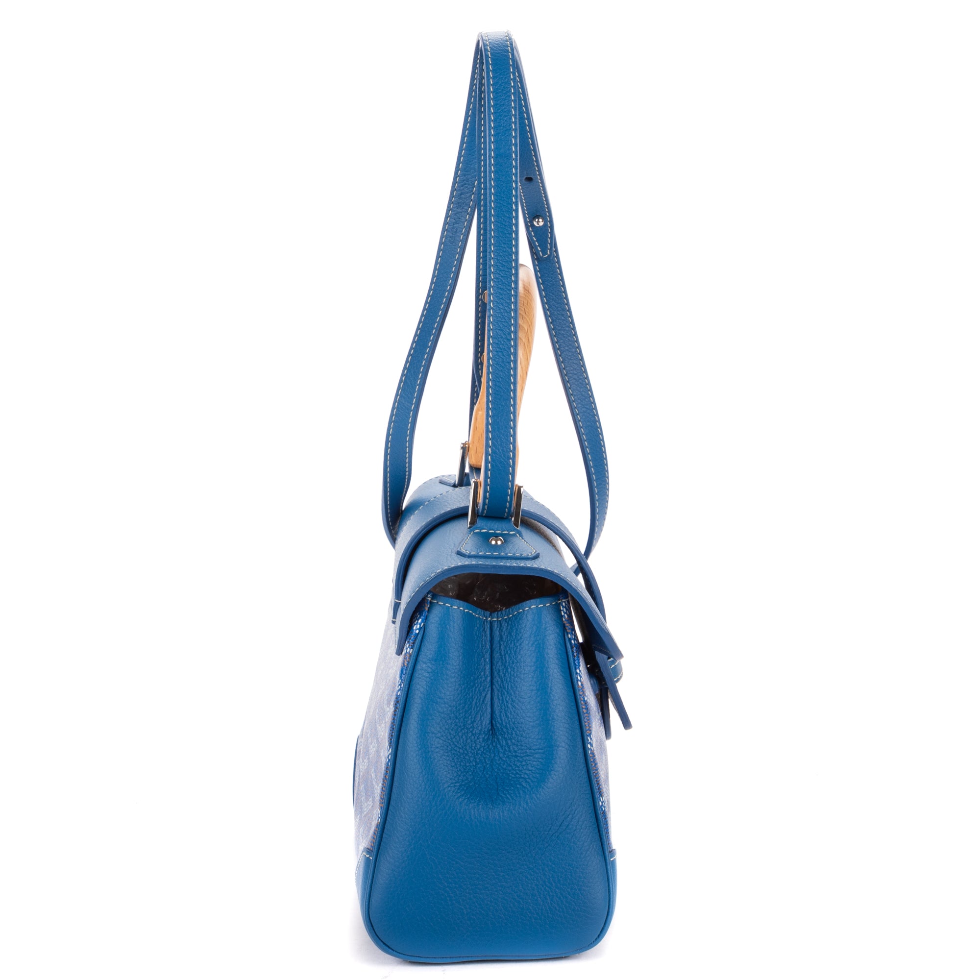 Shoulder Bag Saigon Mini Blue Calfskin Leather/Goyardine Canvas