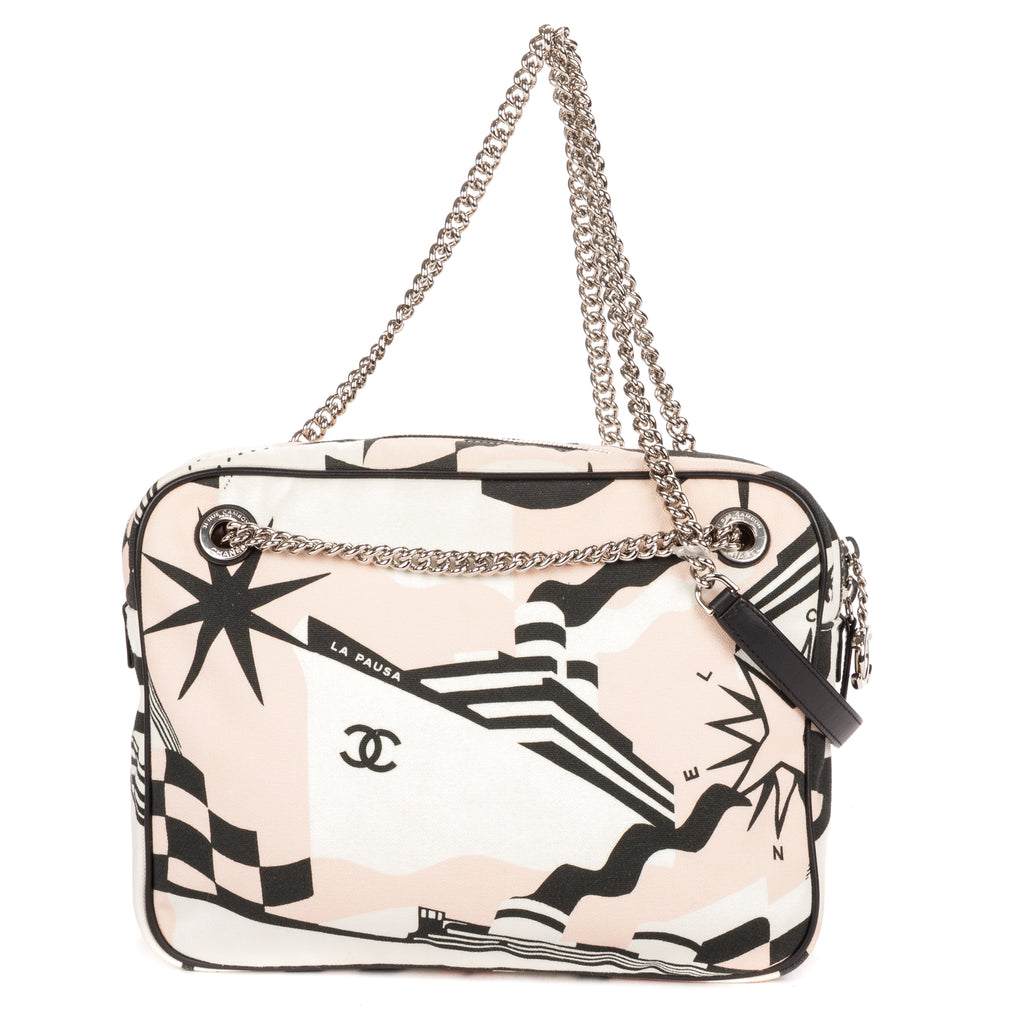 Shoulder Bag La Pausa Bay Camera Bag White Printed Canvas