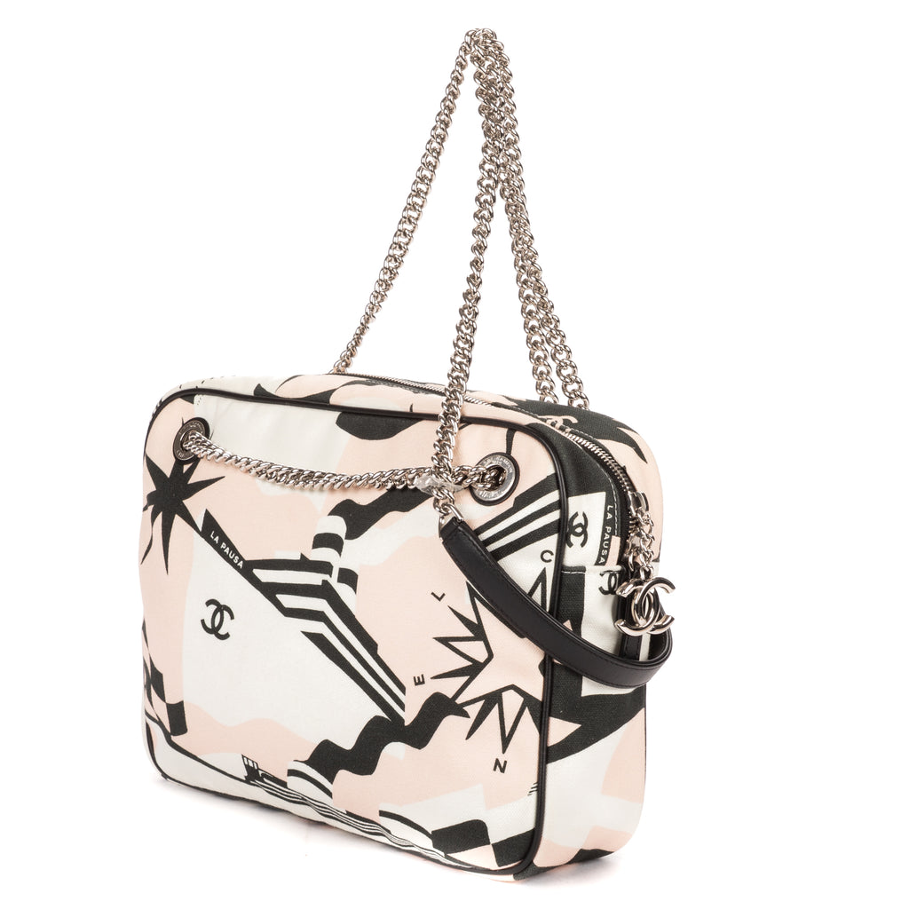 Shoulder Bag La Pausa Bay Camera Bag White Printed Canvas
