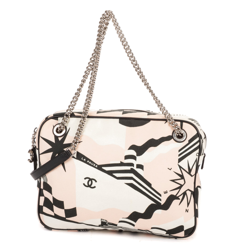 Shoulder Bag La Pausa Bay Camera Bag White Printed Canvas