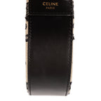 Shoulder Bag Round Purse Crossbody Black Triomphe Embroidery Canvas