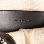 Shoulder Bag Round Purse Crossbody Black Triomphe Embroidery Canvas