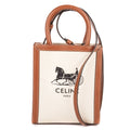 Shoulder Bag Mini Vertical Cabas Tote Mini Tan Carriage Print Canvas