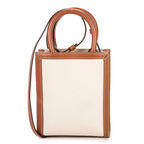 Shoulder Bag Mini Vertical Cabas Tote Mini Tan Carriage Print Canvas