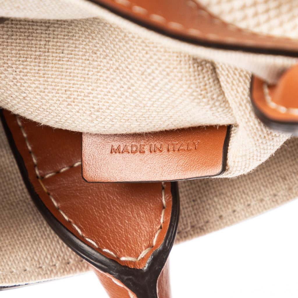 Shoulder Bag Mini Vertical Cabas Tote Mini Tan Carriage Print Canvas