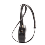 Shoulder Bag Oval Crossbody Black Smooth Calfskin Leather