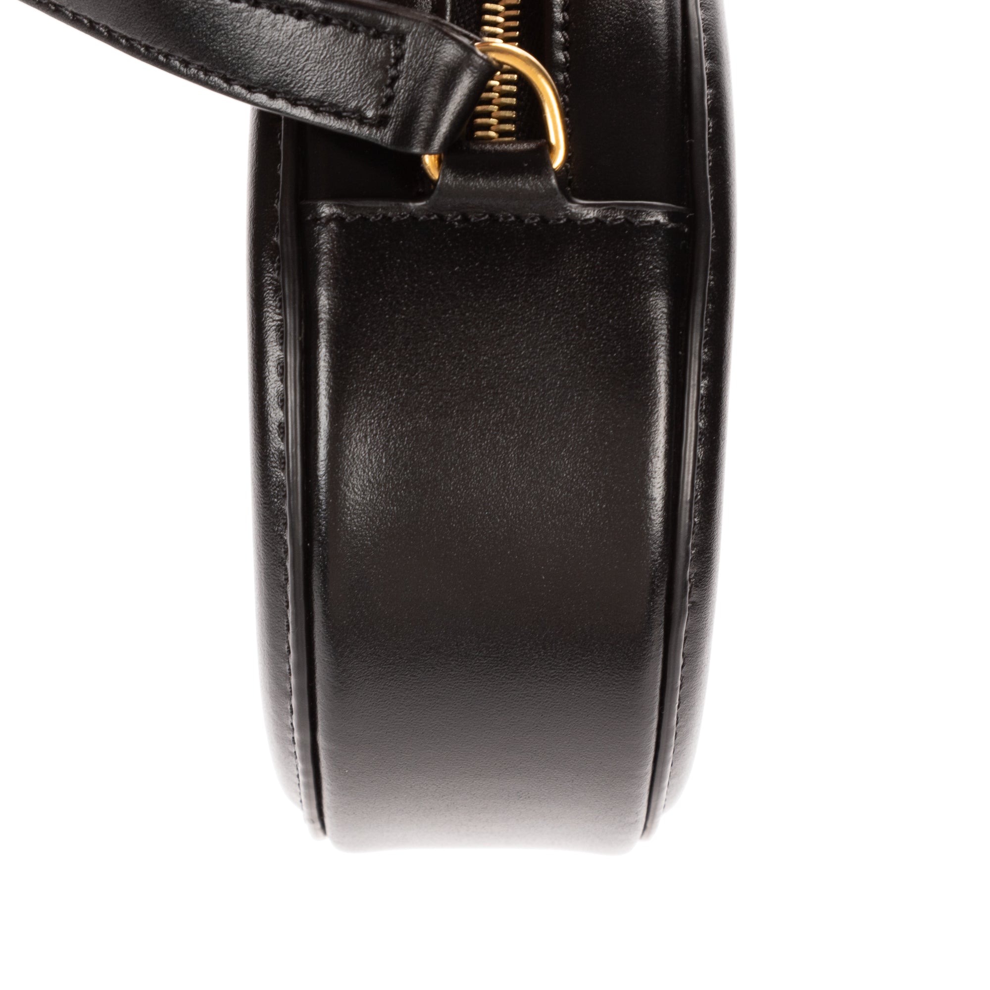 Shoulder Bag Oval Crossbody Black Smooth Calfskin Leather