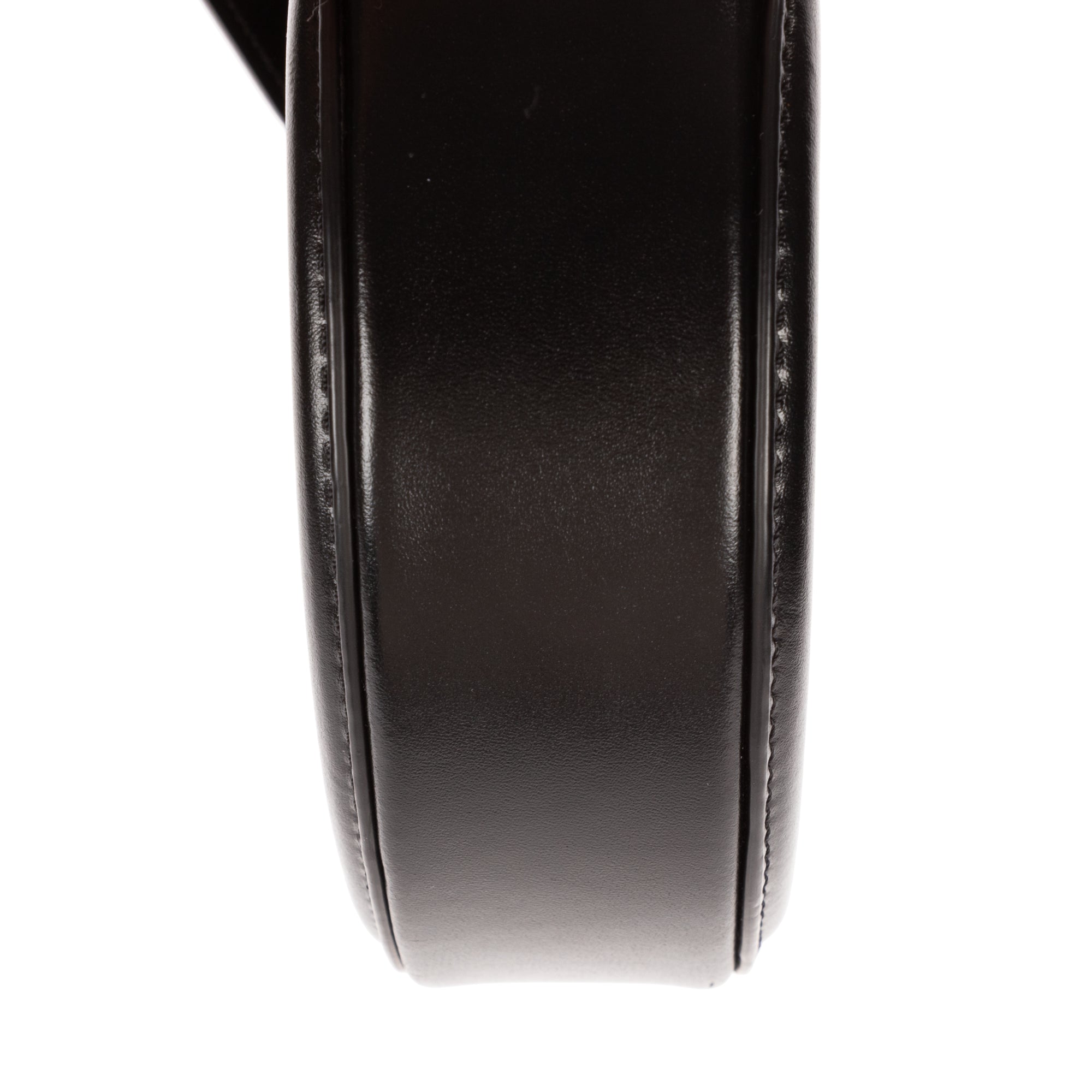 Shoulder Bag Oval Crossbody Black Smooth Calfskin Leather