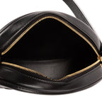 Shoulder Bag Oval Crossbody Black Smooth Calfskin Leather