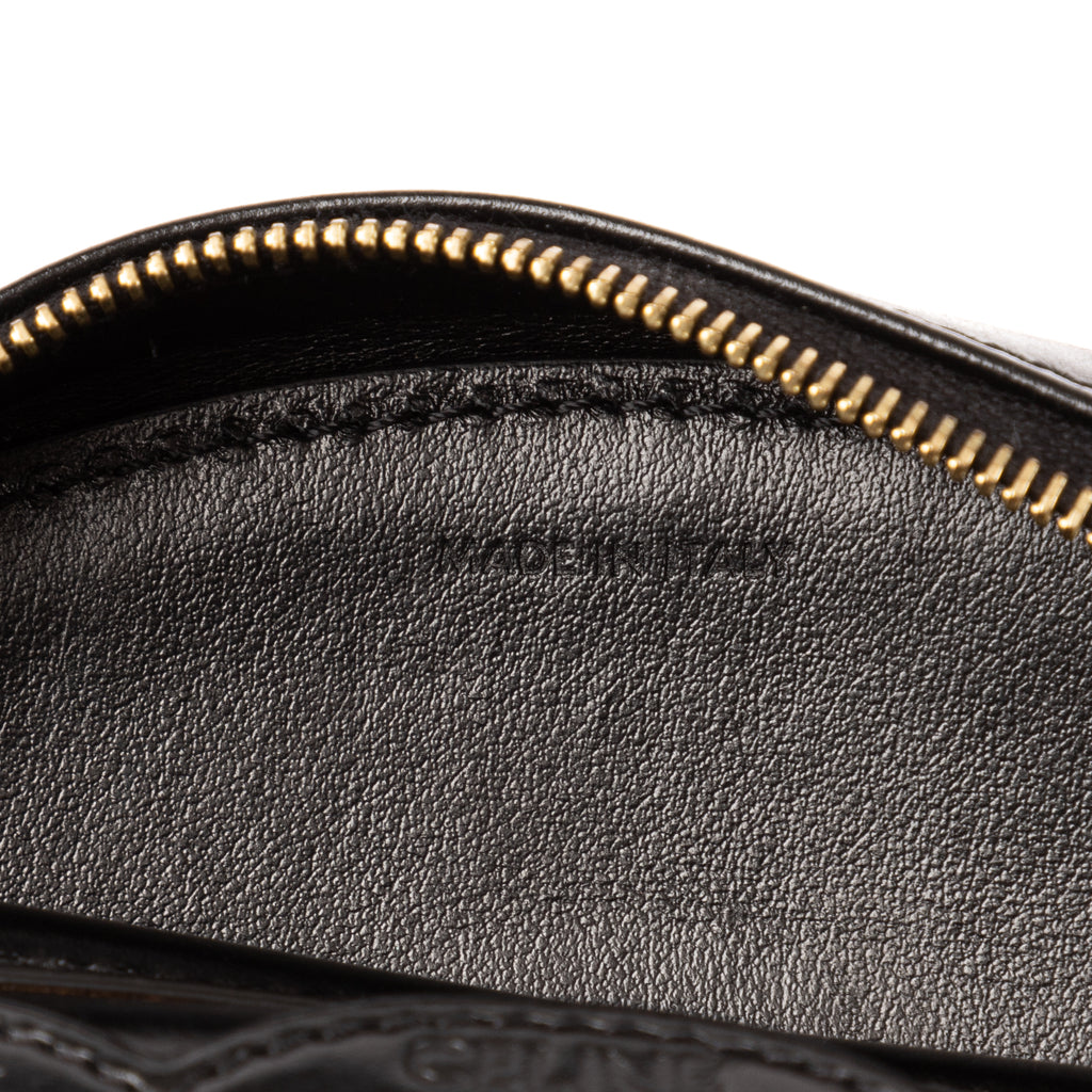 Shoulder Bag Oval Crossbody Black Smooth Calfskin Leather