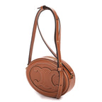 Shoulder Bag Oval Crossbody Tan Smooth Calfskin Leather