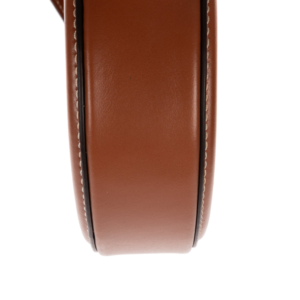 Shoulder Bag Oval Crossbody Tan Smooth Calfskin Leather