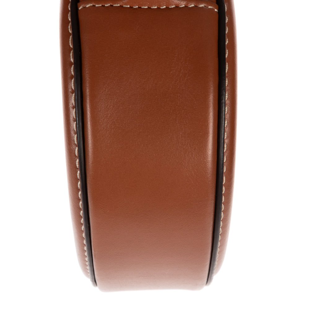 Shoulder Bag Oval Crossbody Tan Smooth Calfskin Leather