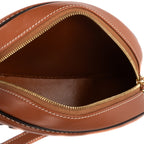 Shoulder Bag Oval Crossbody Tan Smooth Calfskin Leather