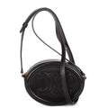 Shoulder Bag Oval Crossbody Black Smooth Calfskin Leather
