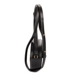 Shoulder Bag Oval Crossbody Black Smooth Calfskin Leather