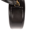 Shoulder Bag Oval Crossbody Black Smooth Calfskin Leather