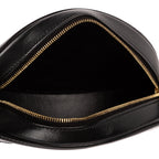 Shoulder Bag Oval Crossbody Black Smooth Calfskin Leather
