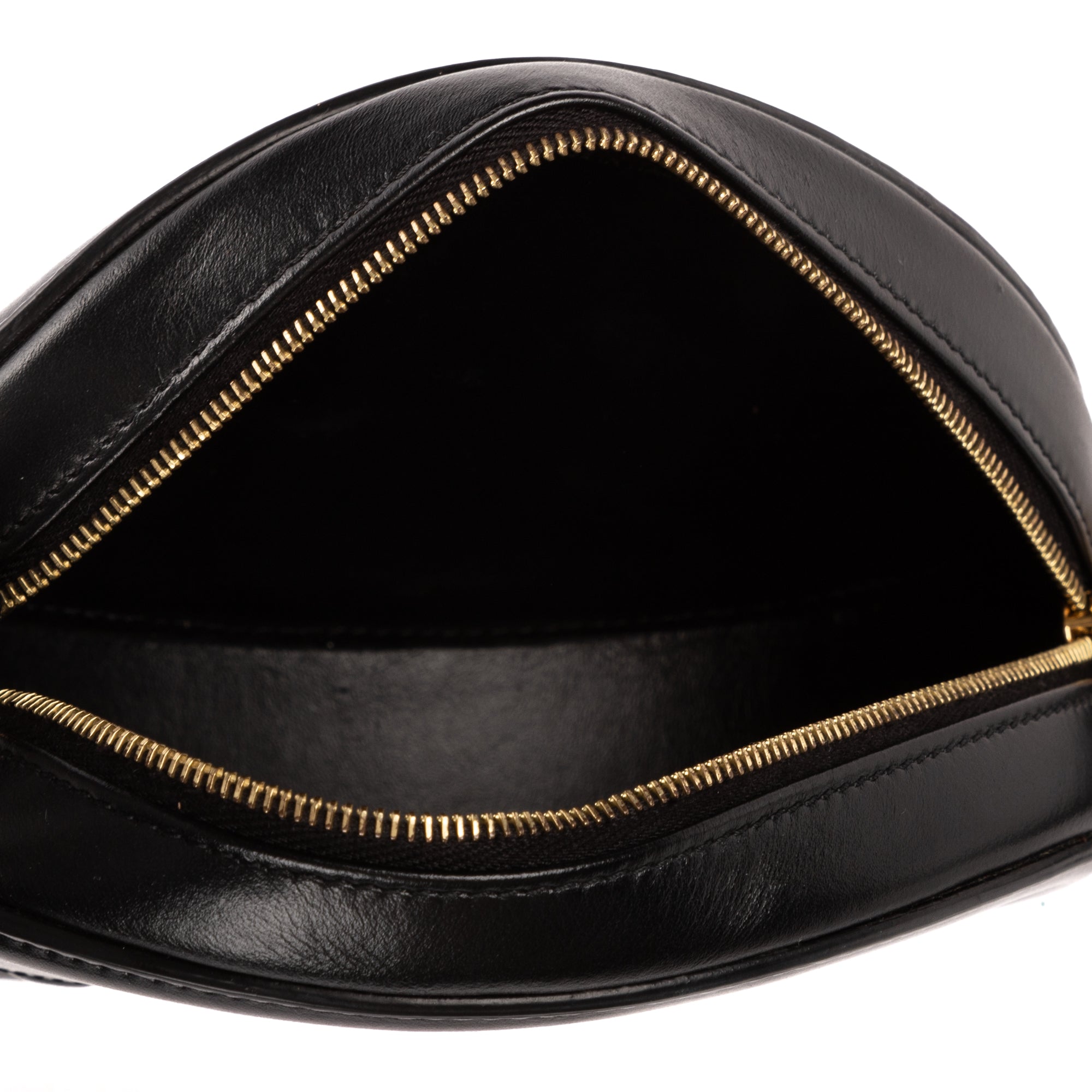Shoulder Bag Oval Crossbody Black Smooth Calfskin Leather