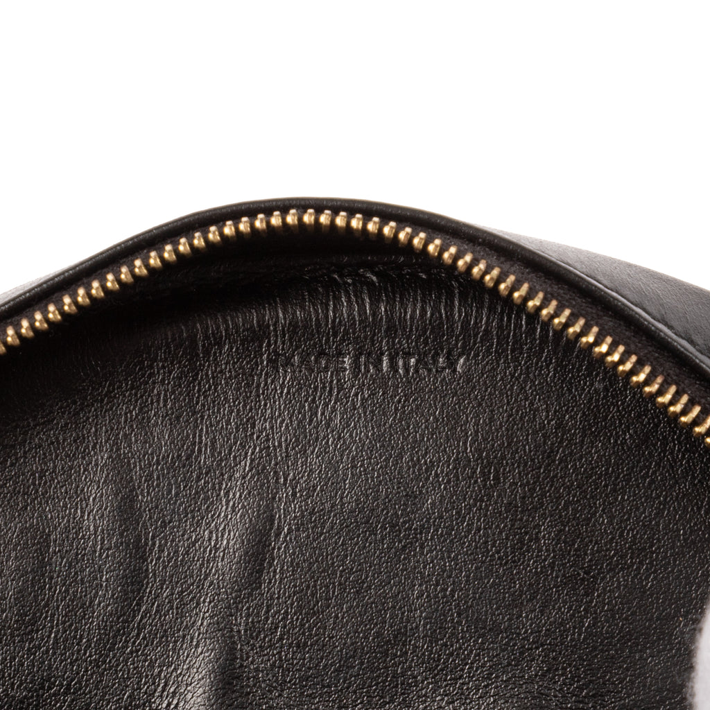 Shoulder Bag Oval Crossbody Black Smooth Calfskin Leather