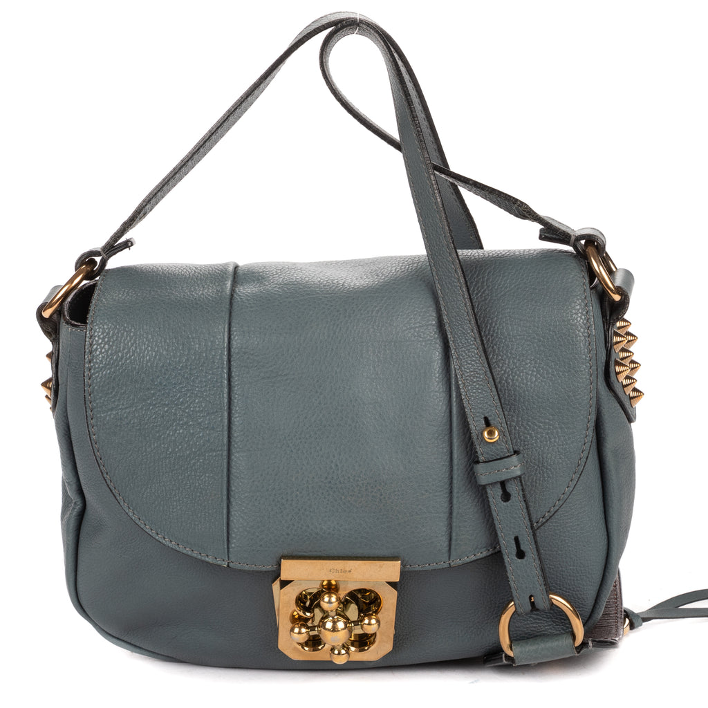 Shoulder Bag Small Elsie Satchel Small Blue Calfskin Leather