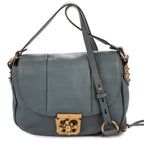 Shoulder Bag Small Elsie Satchel Small Blue Calfskin Leather