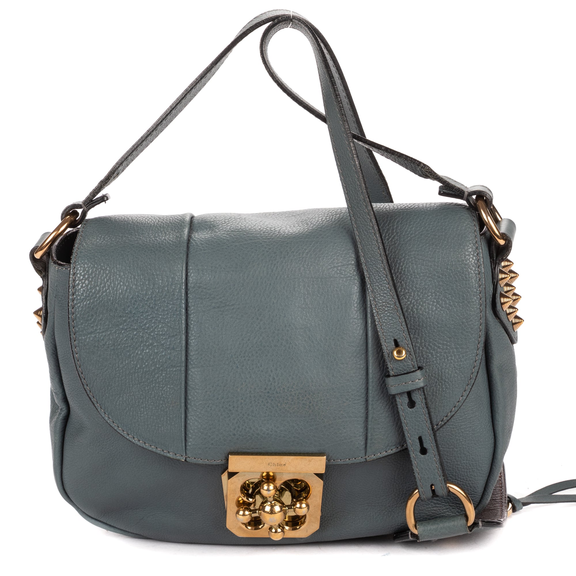 Shoulder Bag Small Elsie Satchel Small Blue Calfskin Leather