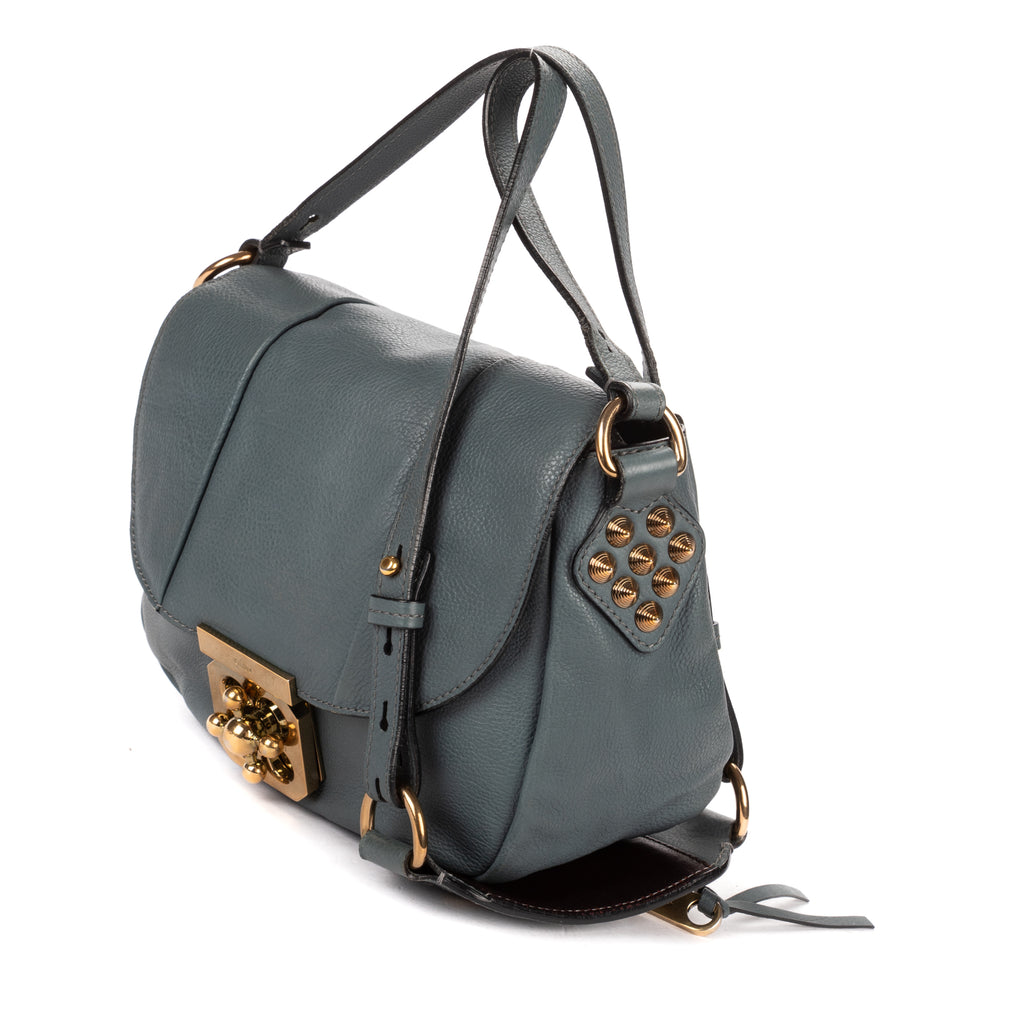 Shoulder Bag Small Elsie Satchel Small Blue Calfskin Leather