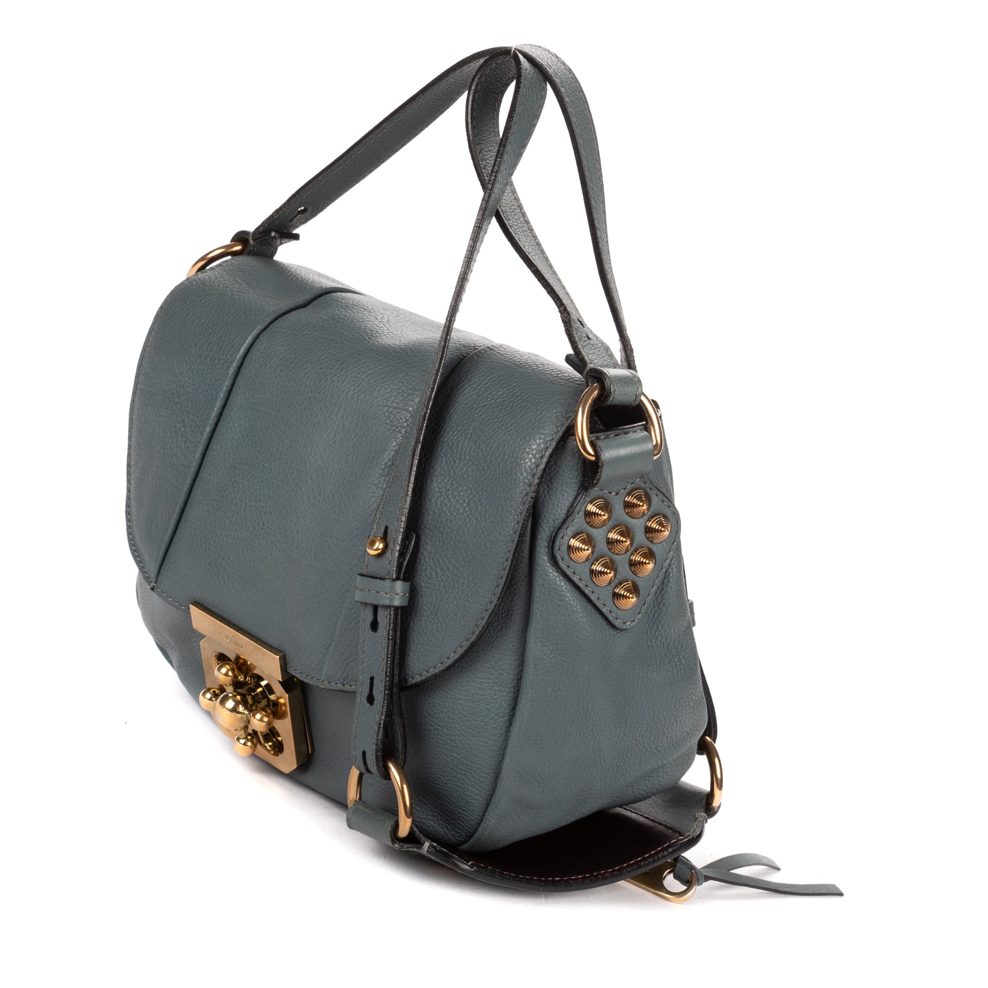 Shoulder Bag Small Elsie Satchel Small Blue Calfskin Leather