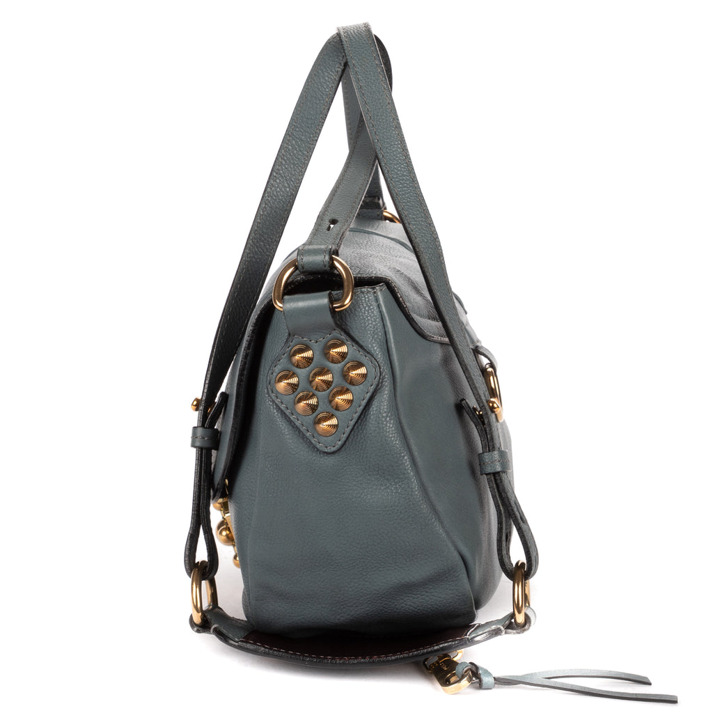 Shoulder Bag Small Elsie Satchel Small Blue Calfskin Leather