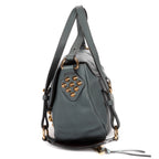 Shoulder Bag Small Elsie Satchel Small Blue Calfskin Leather