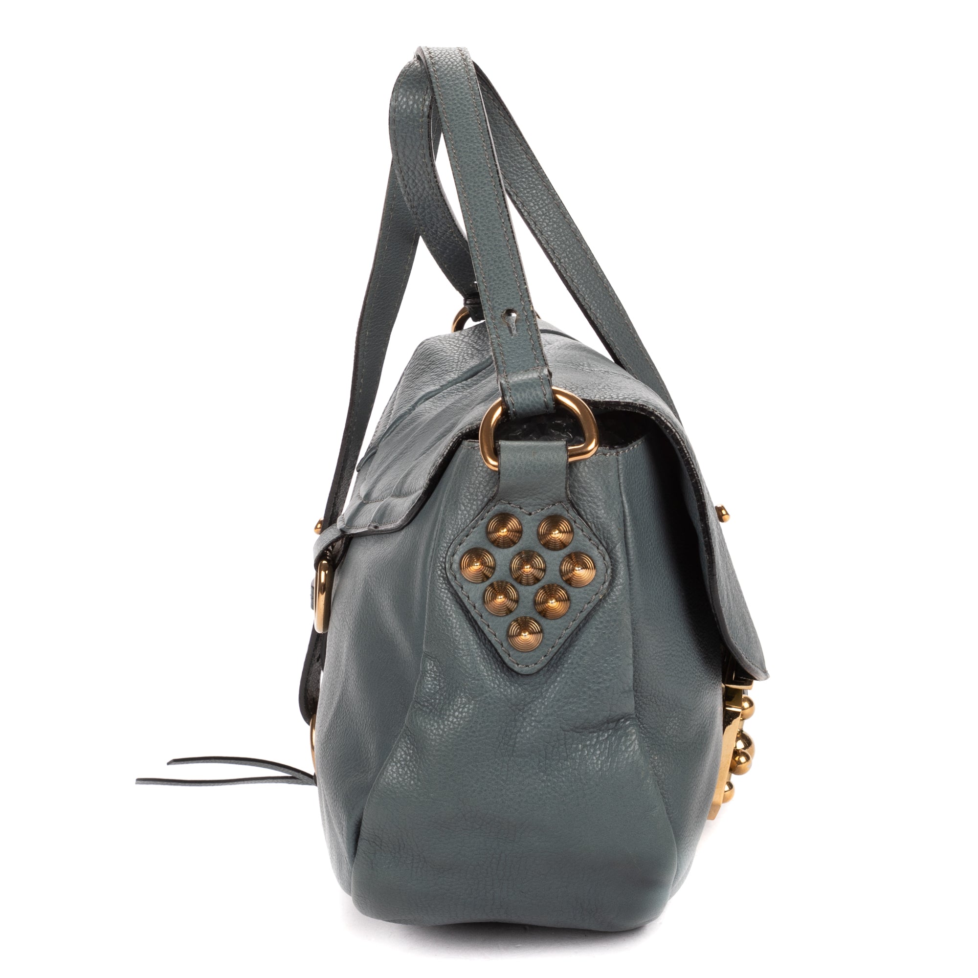 Shoulder Bag Small Elsie Satchel Small Blue Calfskin Leather