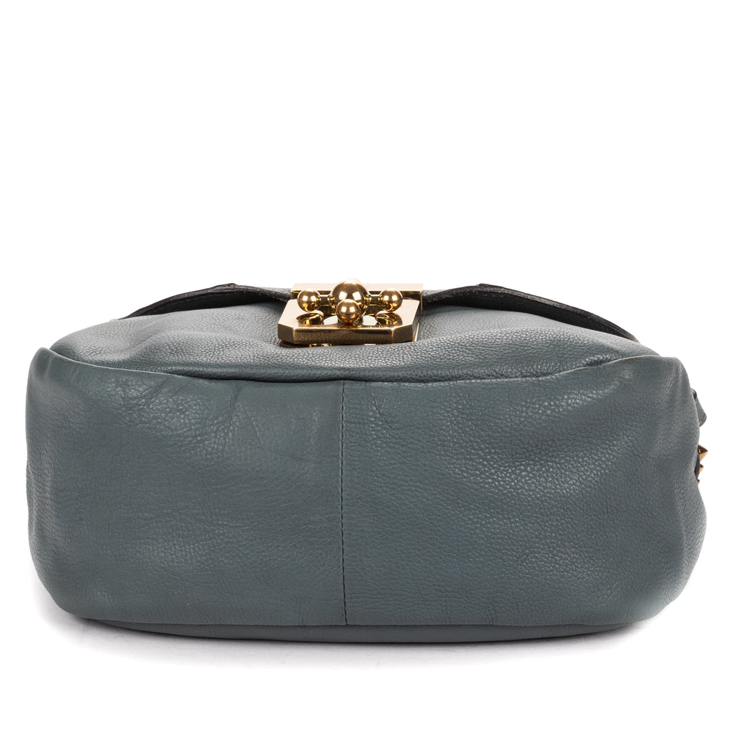 Shoulder Bag Small Elsie Satchel Small Blue Calfskin Leather