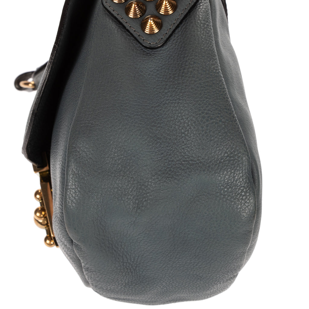 Shoulder Bag Small Elsie Satchel Small Blue Calfskin Leather